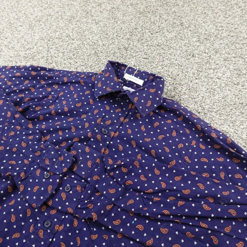 NEW VTG Brooks Brothers Shirt Boys M Blue Paisley Button Up Long Sleeve USA Kids